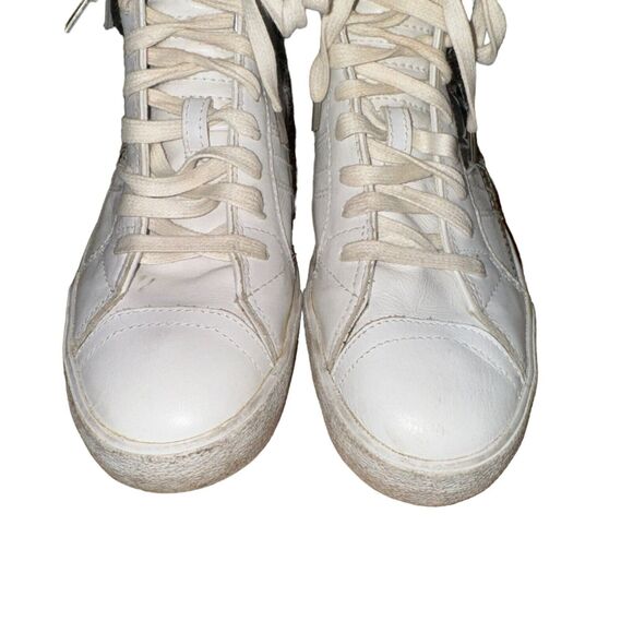 Diesel D-String Plush High Top Sneaker Women's 8.5 White Silver Leather Side Zip - Picture 3 of 10
